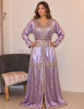 Caftan velours de soie et broderies dorées - VIOLET
